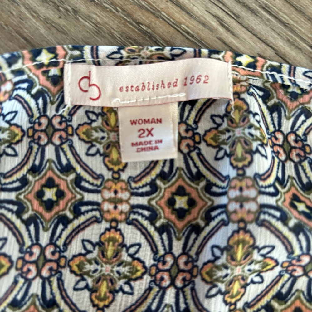 Elegant Blue Patterned Blouse - Picture 3 of 8